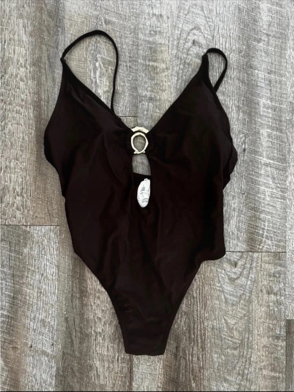 Women’s brown One-Piece Swimsuit with Front Ring Detail